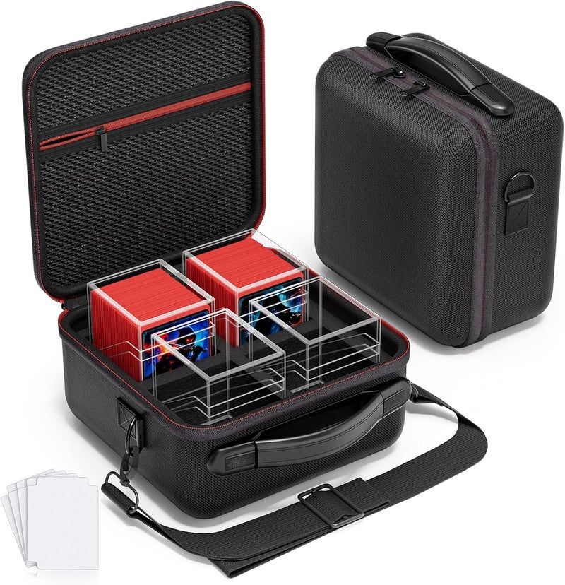 Proijeut Card Deck Box with Portable Case, 4 Pack Clear Commander Deck Box with 4 Dividers, Holds 400+ Double Sleeved Cards, Fit for MTG, YuGiOh, TCG - Image 1